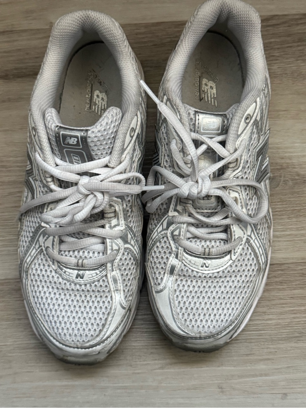New Balance Kids White and Gray Lace-Up Sneakers